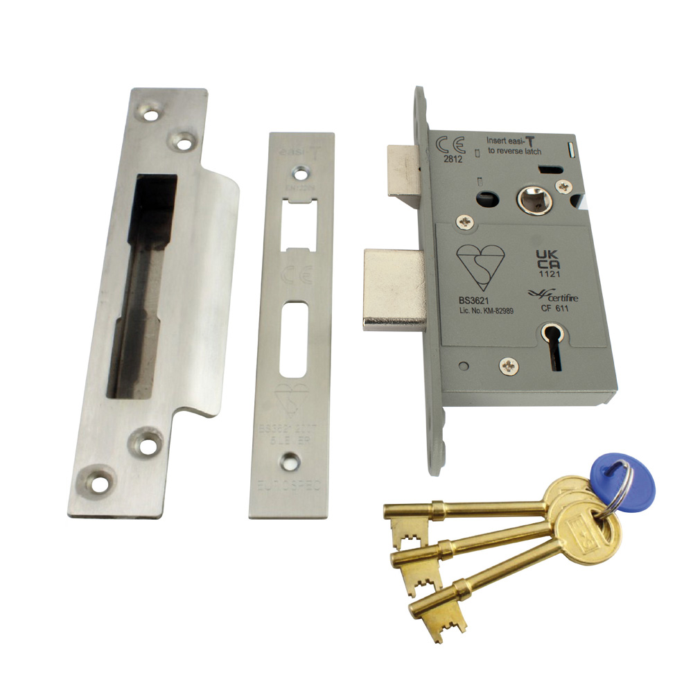 Eurospec 5 Lever Sash Lock - 2.5 inch - Satin Stainless Steel